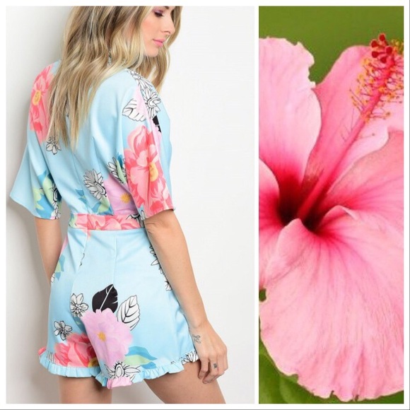 littlegypsie Pants - *CLEARANCE* Hawaiian Sky Blue Floral Romper
